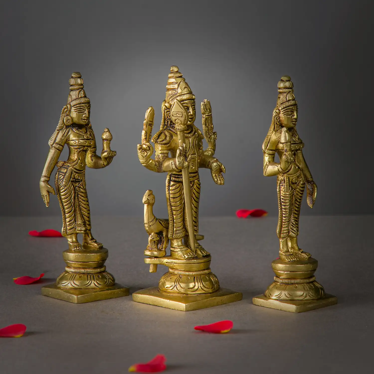 5.5 inches Brass Murugan Valli Deivanai idol - image 2