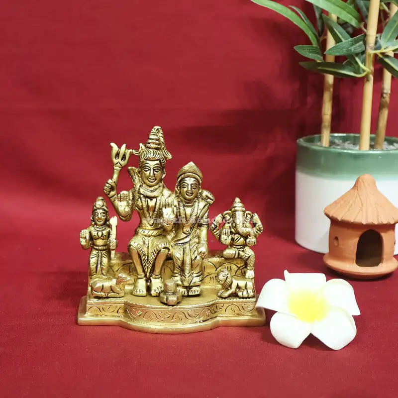 4.5 inches Brass Lord Shiva family set statue - image 1