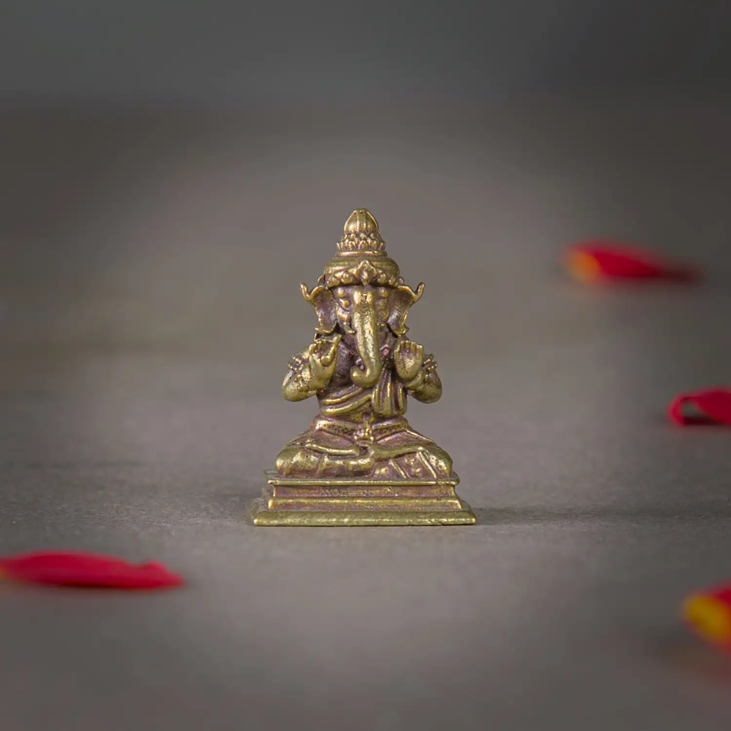 1 inch Mini Brass Sitting Asirvad Ganesha idol - image 1