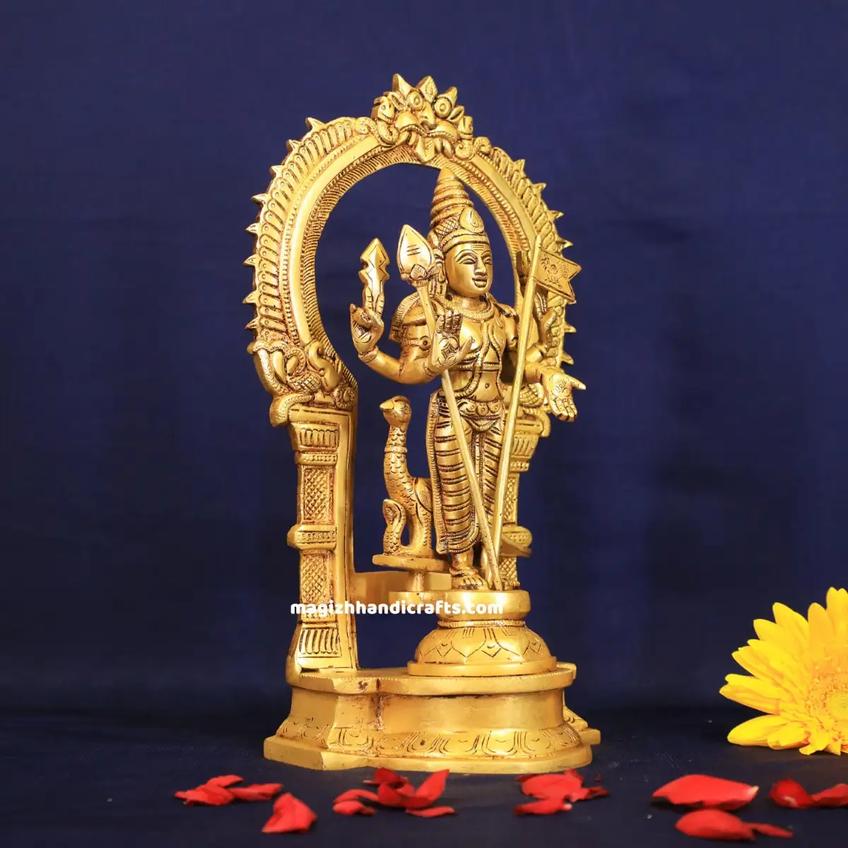 Brass Murugan with Thiruvachi Vel and Kodi idol - 16 inches - image 2