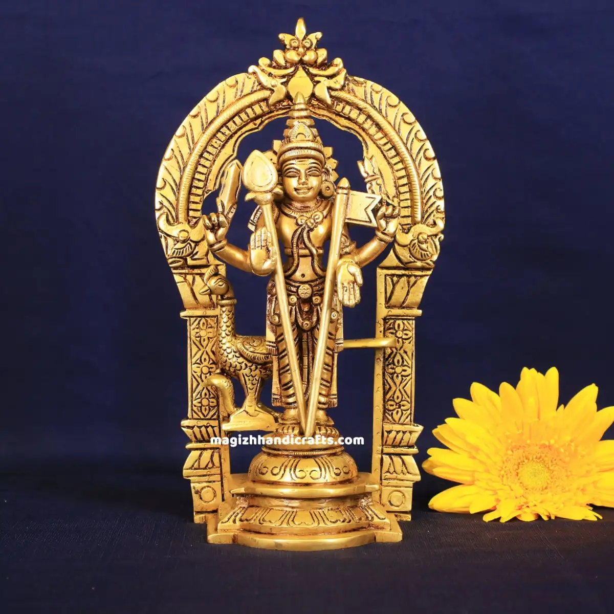 Brass Murugan with Thiruvachi Vel and Kodi idol - 10 inches - image 1