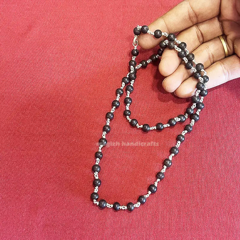 Original karungali mala with Original silver - 6mm - image 2