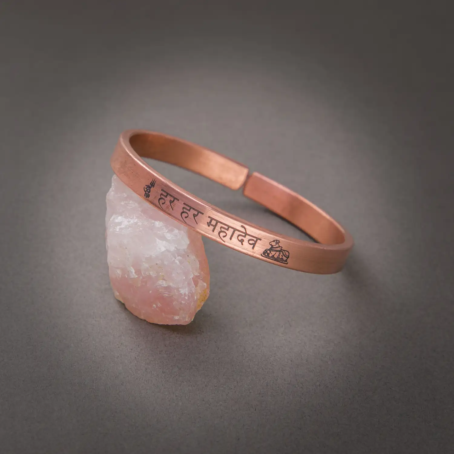 Har Har Mahadev Pure Copper Bracelet Hindi - 8mm - image 1