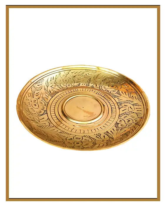 Brass premium quality etching Designer coffee | tea cup and Saucer Combo gifting - image 1