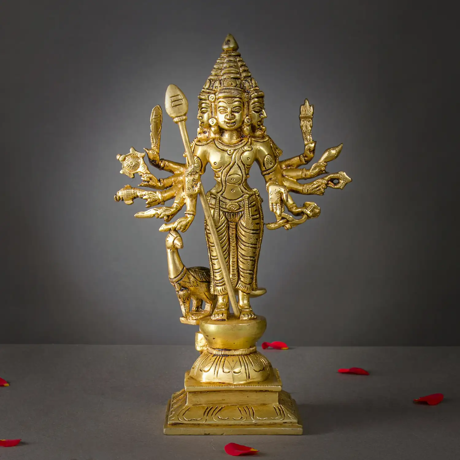 10.5 inches brass Standing Arumuga Murugan idol with vel - image 1
