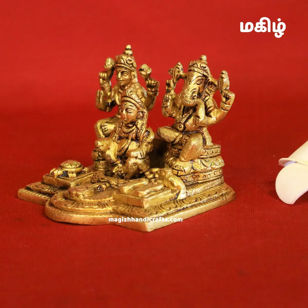Brass Ganesha Kuber and Lakshmi idol - 3 inches - image 2