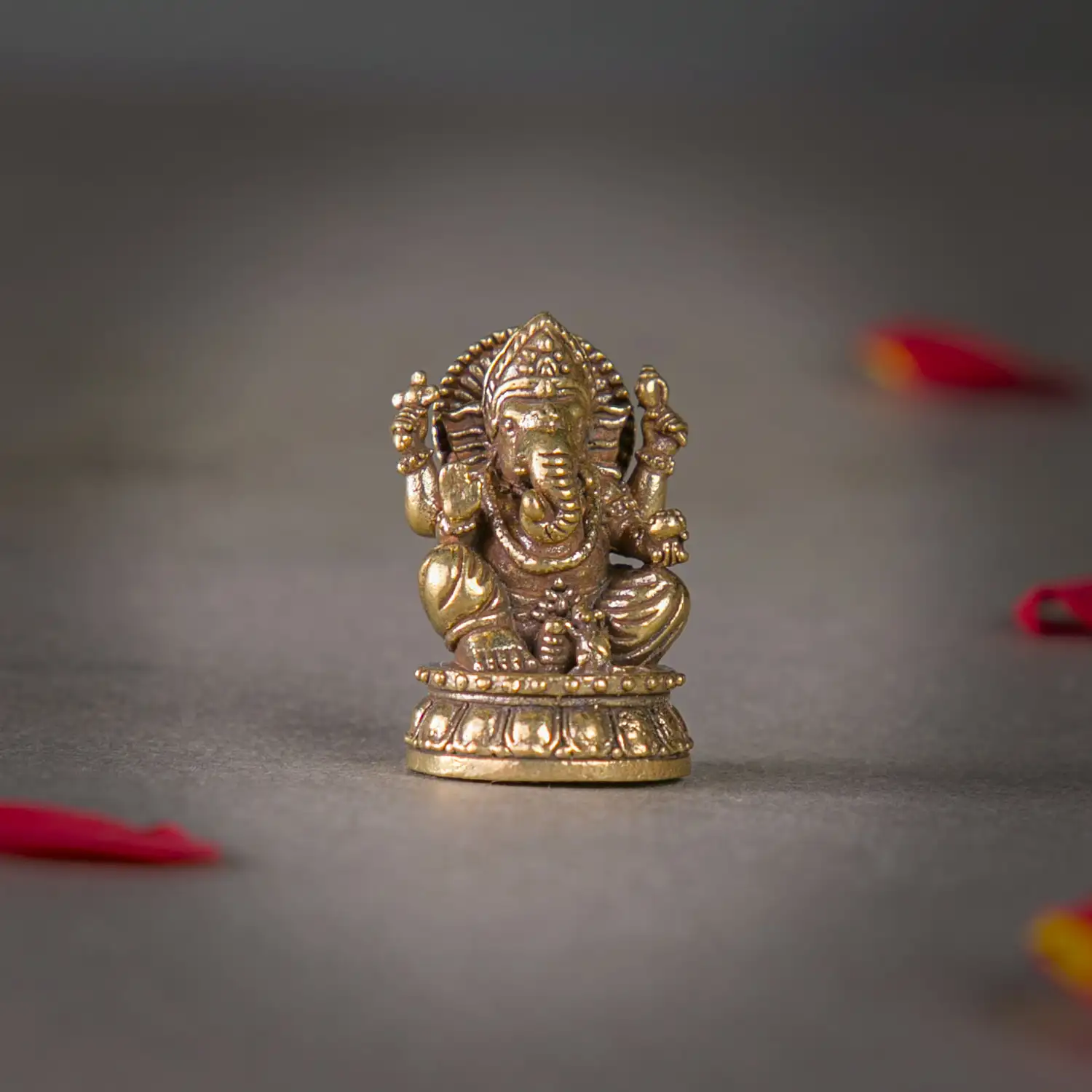 1 inch Mini Brass Sitting Ganesha idol - image 1