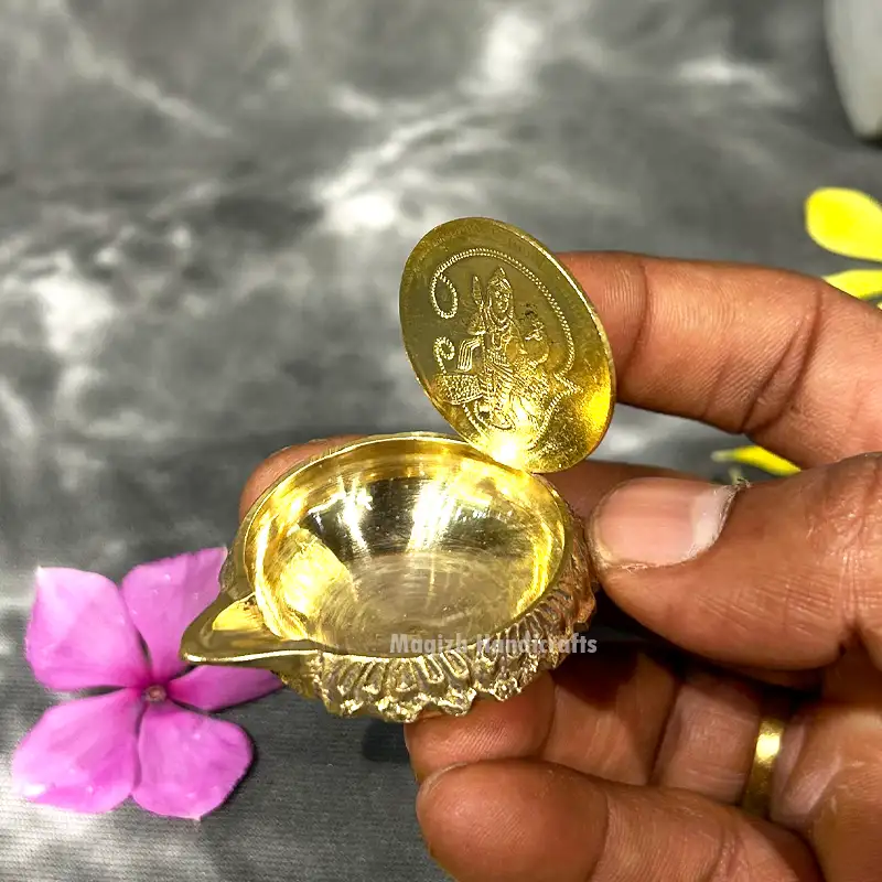 Brass Murugan coin Lamp - image 2