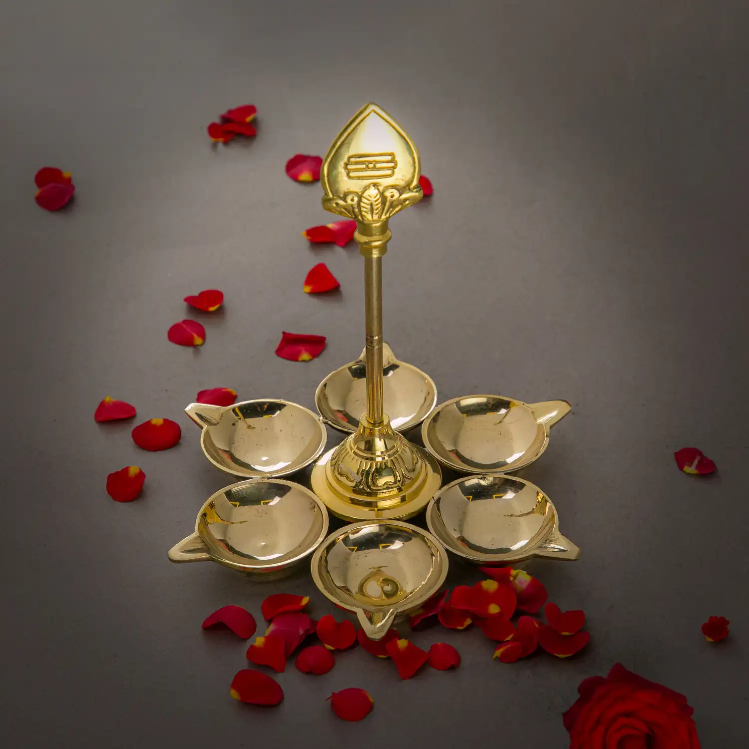 7 inches Brass Vel Arumuga Vilakku for Lord Murugan - image 1