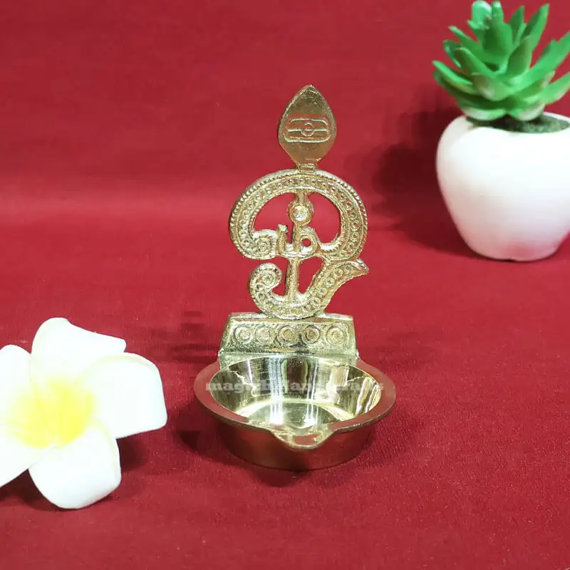 4 inches Om Vel Brass Vilakku - image 1