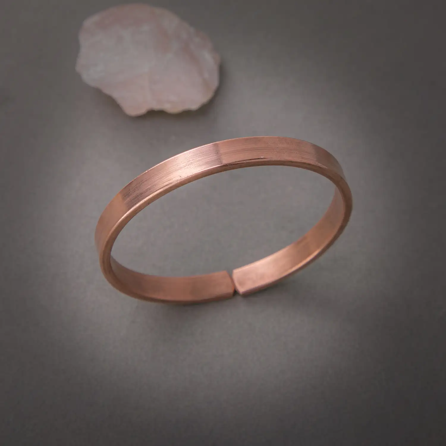 Pure Copper Bracelet Plain Kappu Kada Bangle For Men Flat - 8mm - image 2
