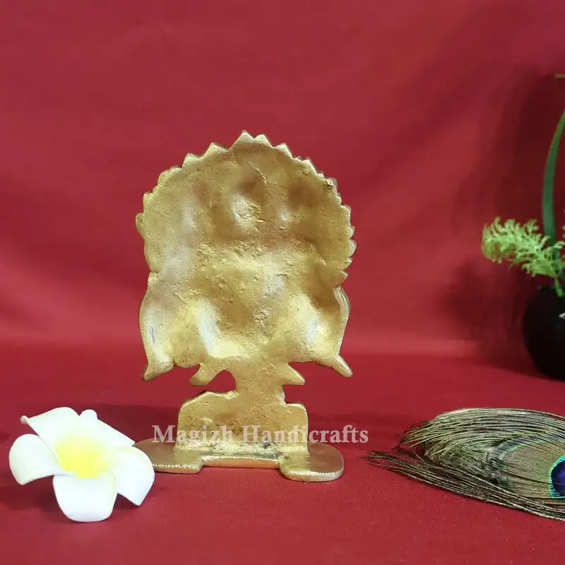 Brass Sitting Murugan Valli Deivanai idol with peacock - image 2