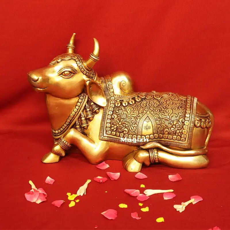 Brass Nandhi idol - 10 inches - image 1
