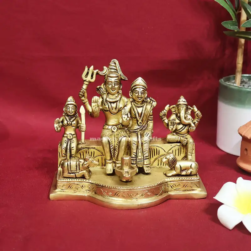 5 inches Brass Lord Shiva family set statue - image 1