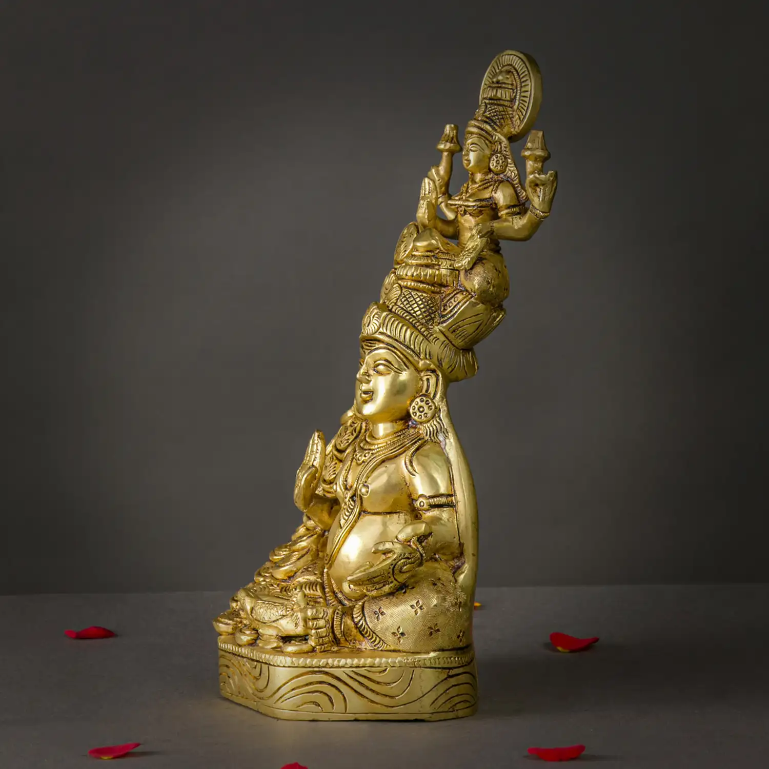 10.5" Brass Lakshmi Kubera Statue with Coins idol - image 2