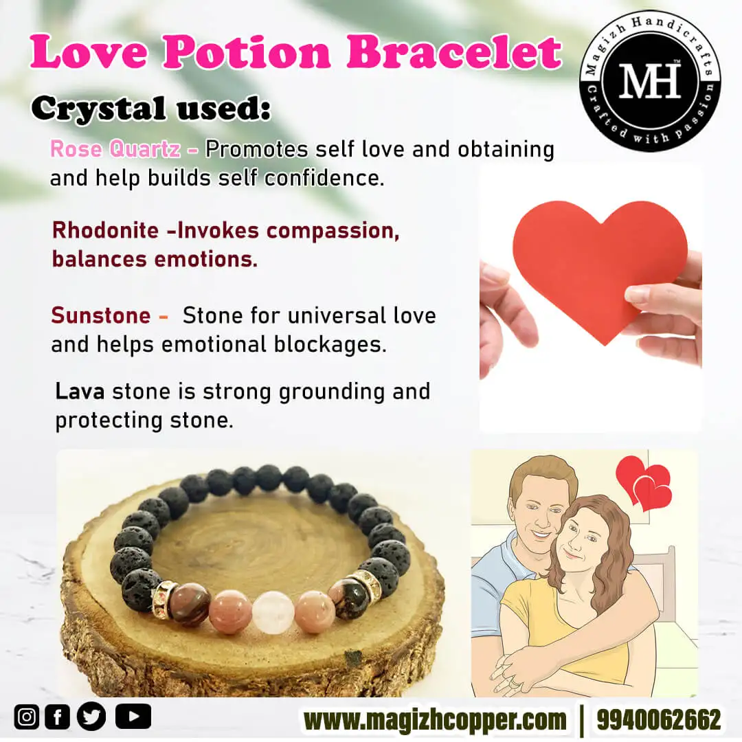 Love Potion Lava Crystal stone Bracelet Natural finish (8 mm) - image 2