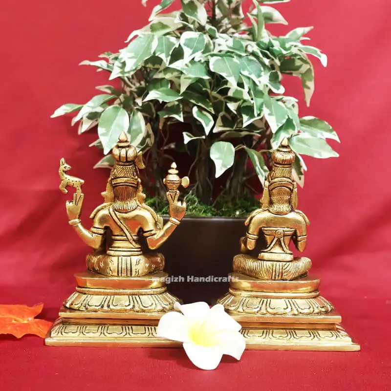 Brass Shiva Parvathi Idol 6 inches - image 1