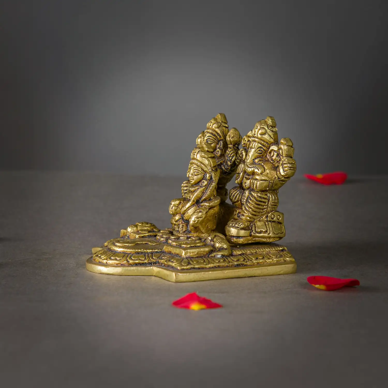 Brass Ganesha Kuber and Lakshmi idol - 2 inches - image 2