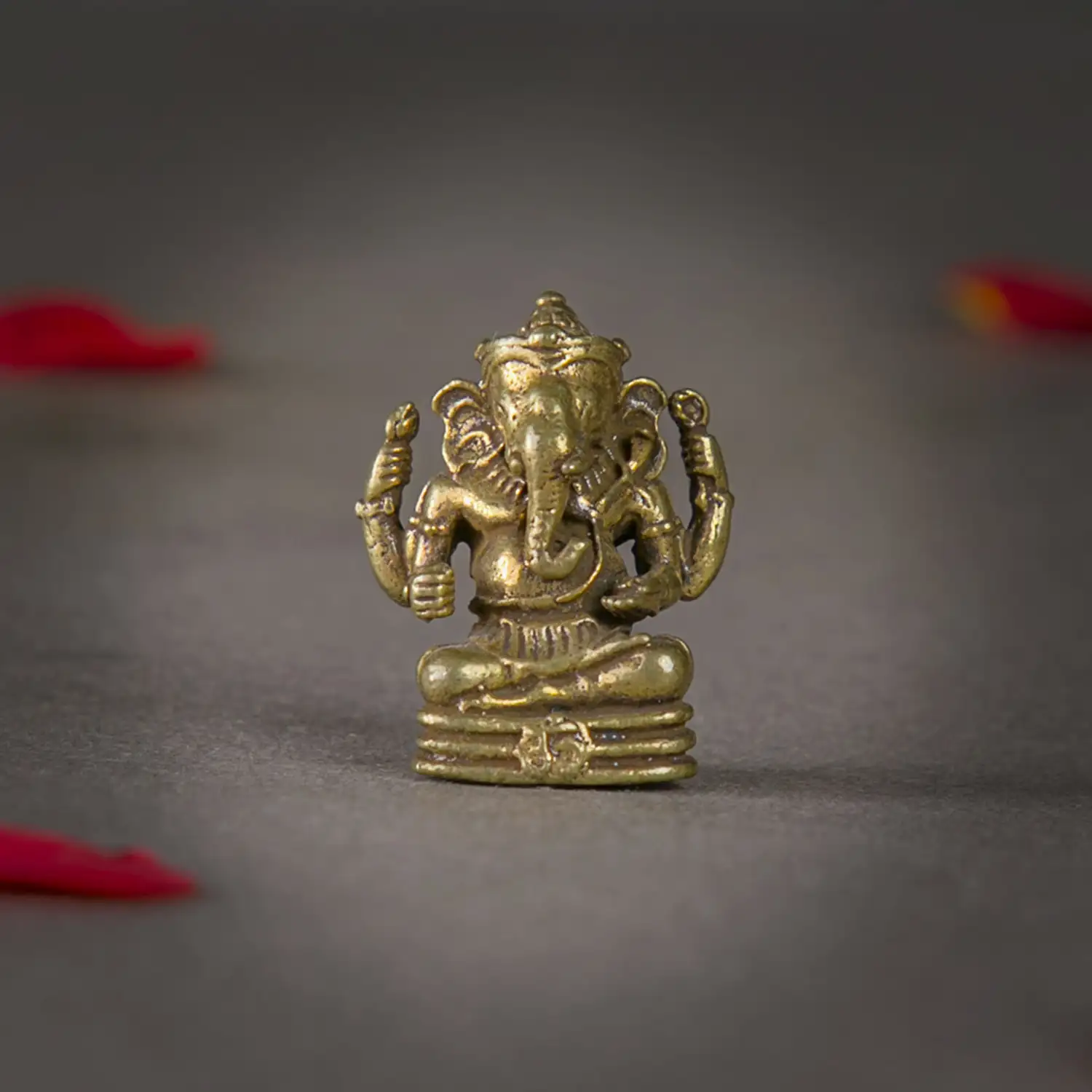 1 inch Mini Brass Sitting Ganesha idol - image 1