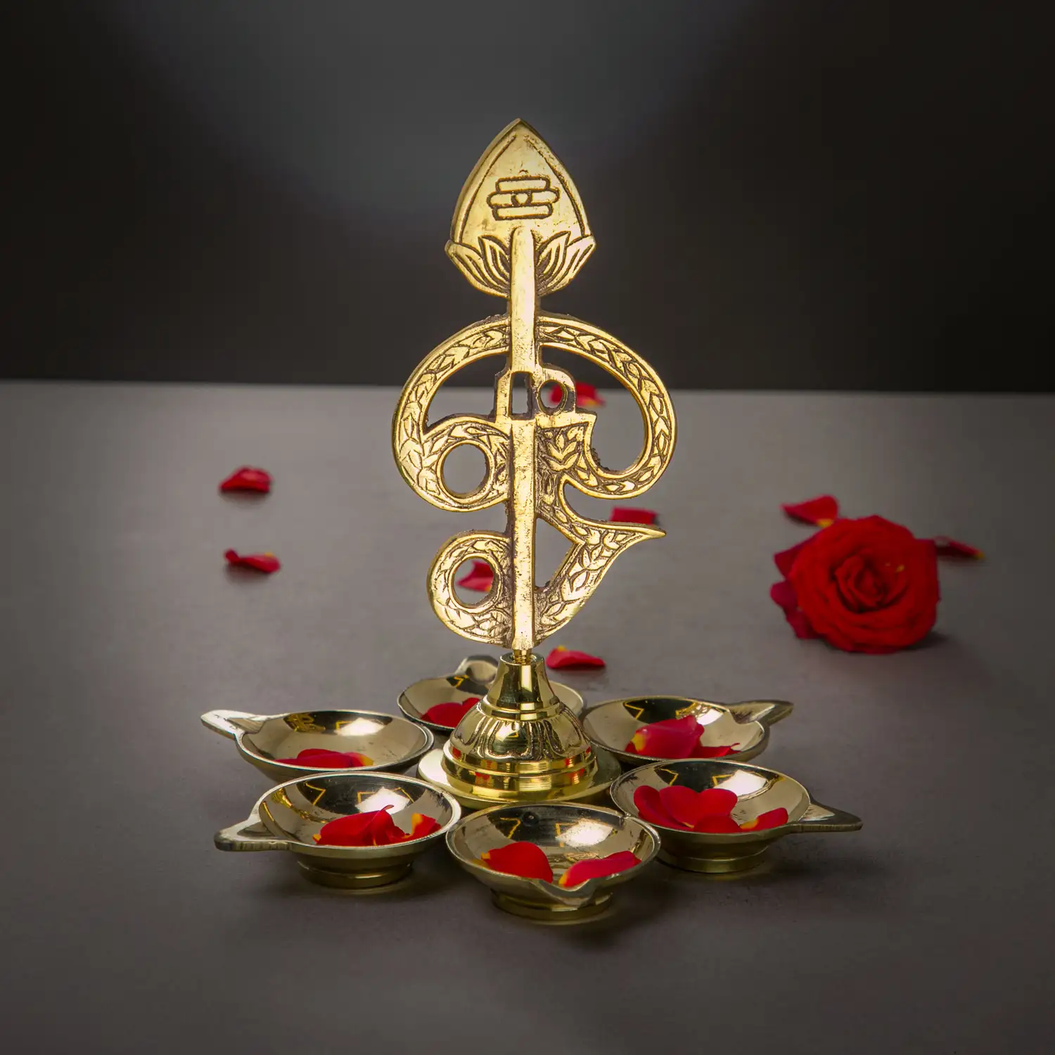 7 inches Brass Om Vel Arumuga Vilakku - image 1