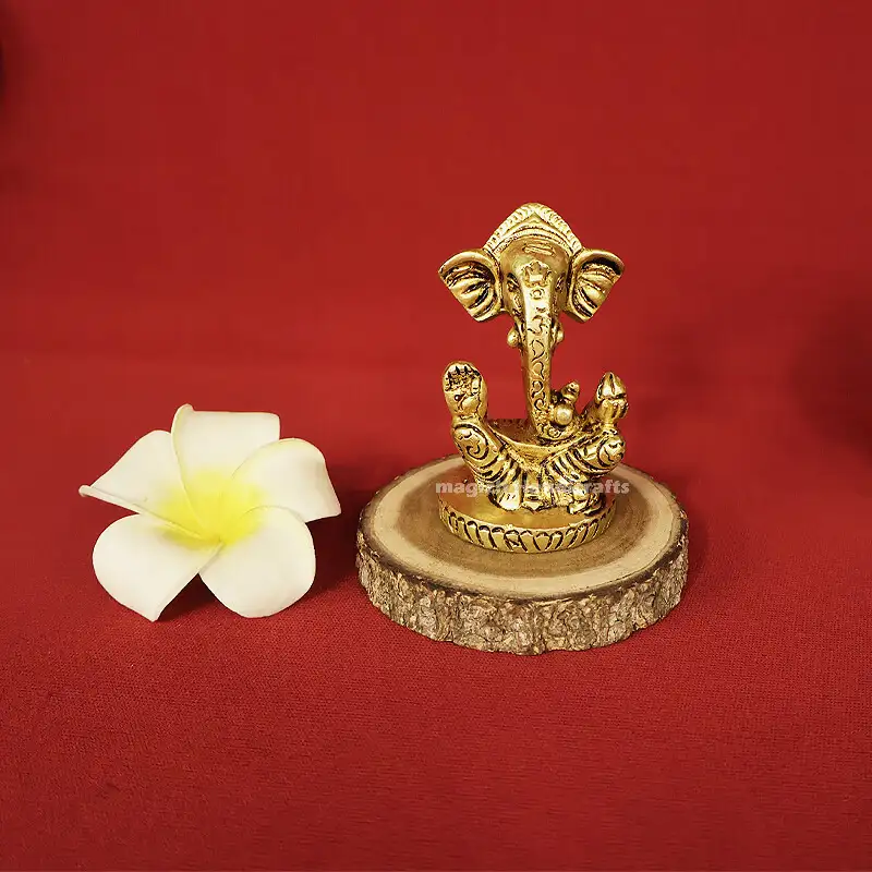 Brass Laddu Ganesha idol (3 Inches) - image 1