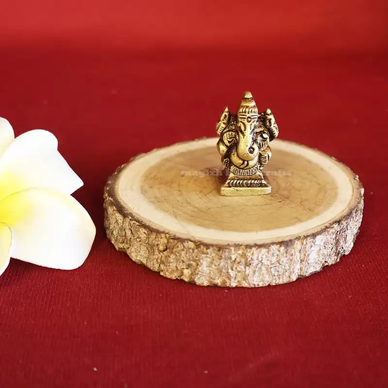 1.5 inches Brass Ganesha miniature idol SC - image 1