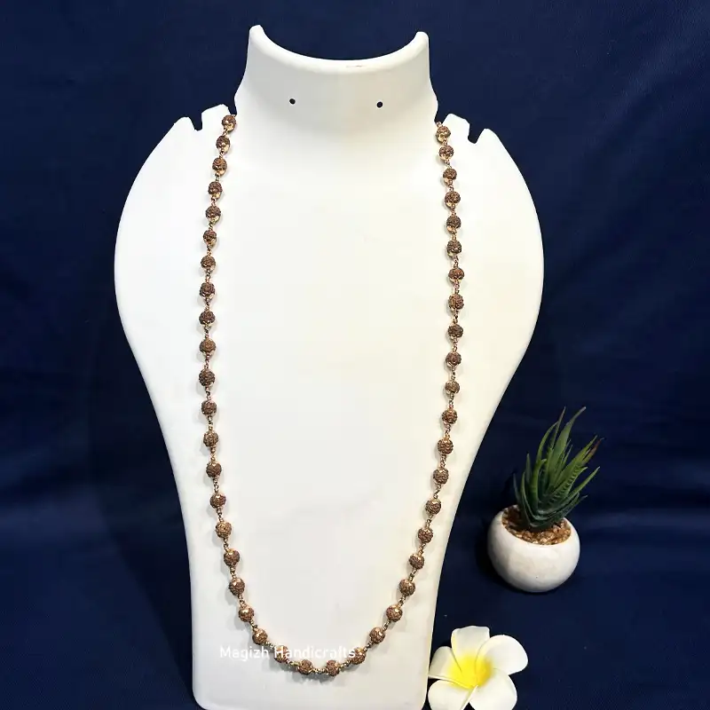 Original Rudhraksham natural color with Impon cup 45 Beads - 10mm - image 1