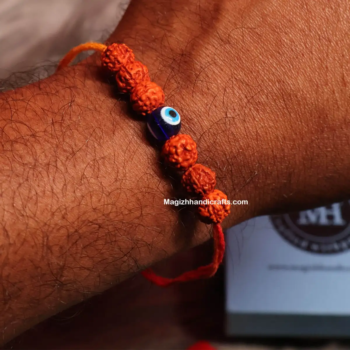 Rudhraksham with evil eye Rakki Band - 8 mm - image 1