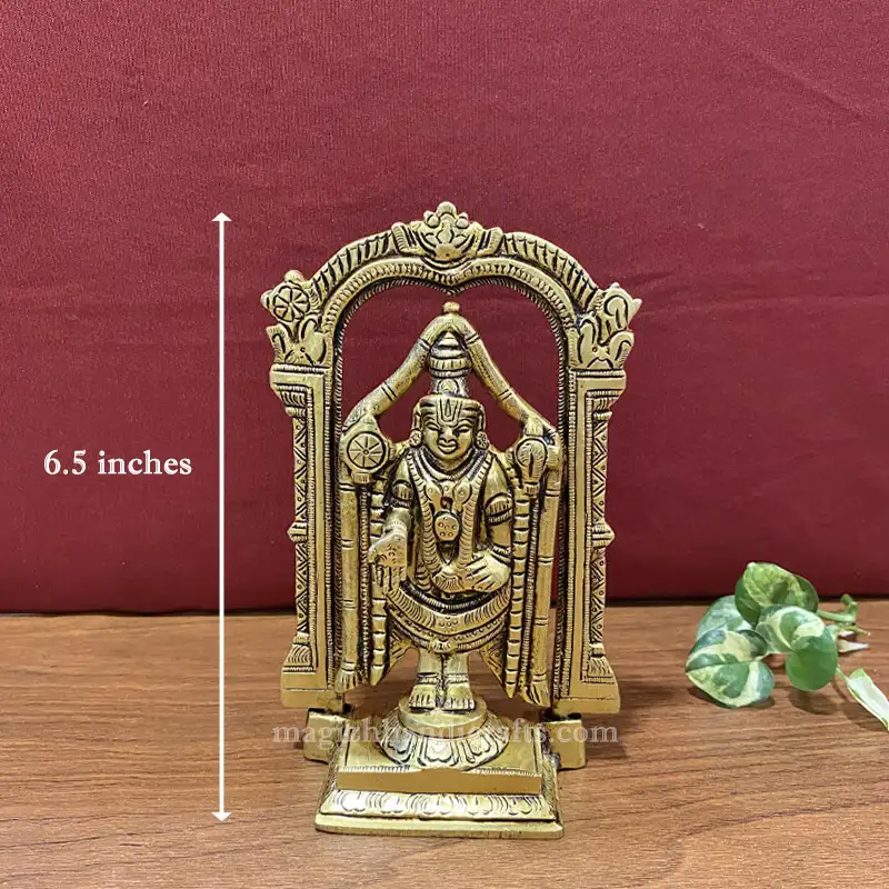 Brass Frame Thirupathi Balaji 6.5 inches - image 2