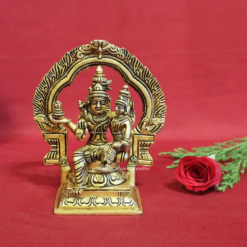 6 inches Brass Swarna Akarshana Bhairava idol with frame - image 1