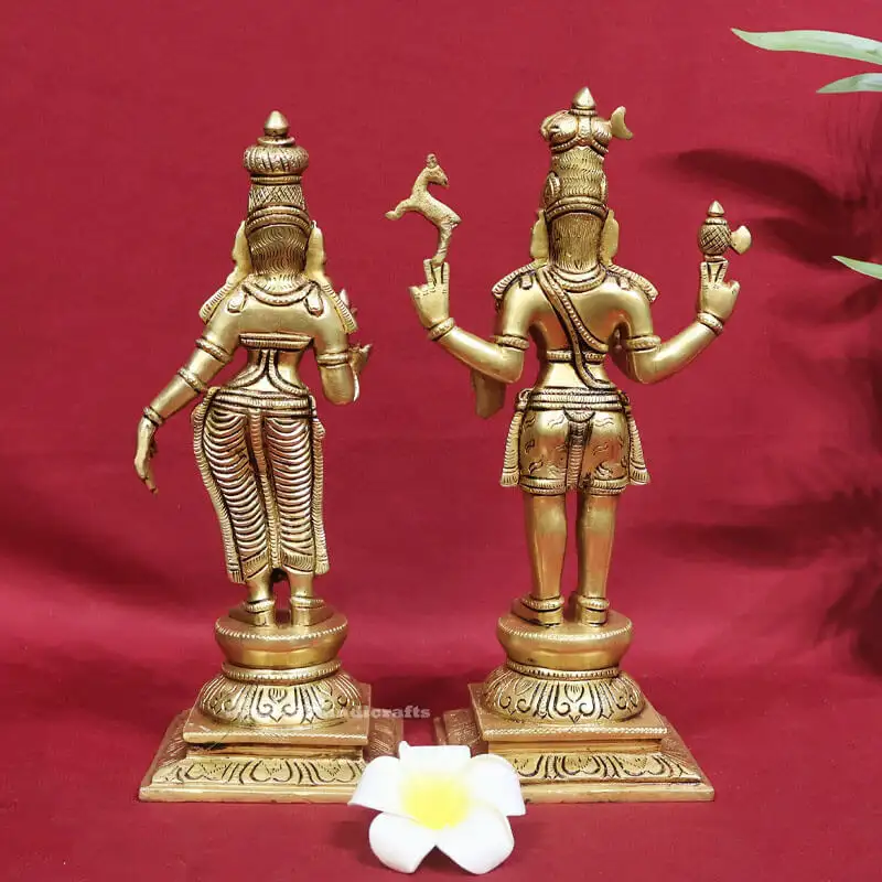 11 inches standing Brass Lord Shiva and Parvathi Idol - image 1