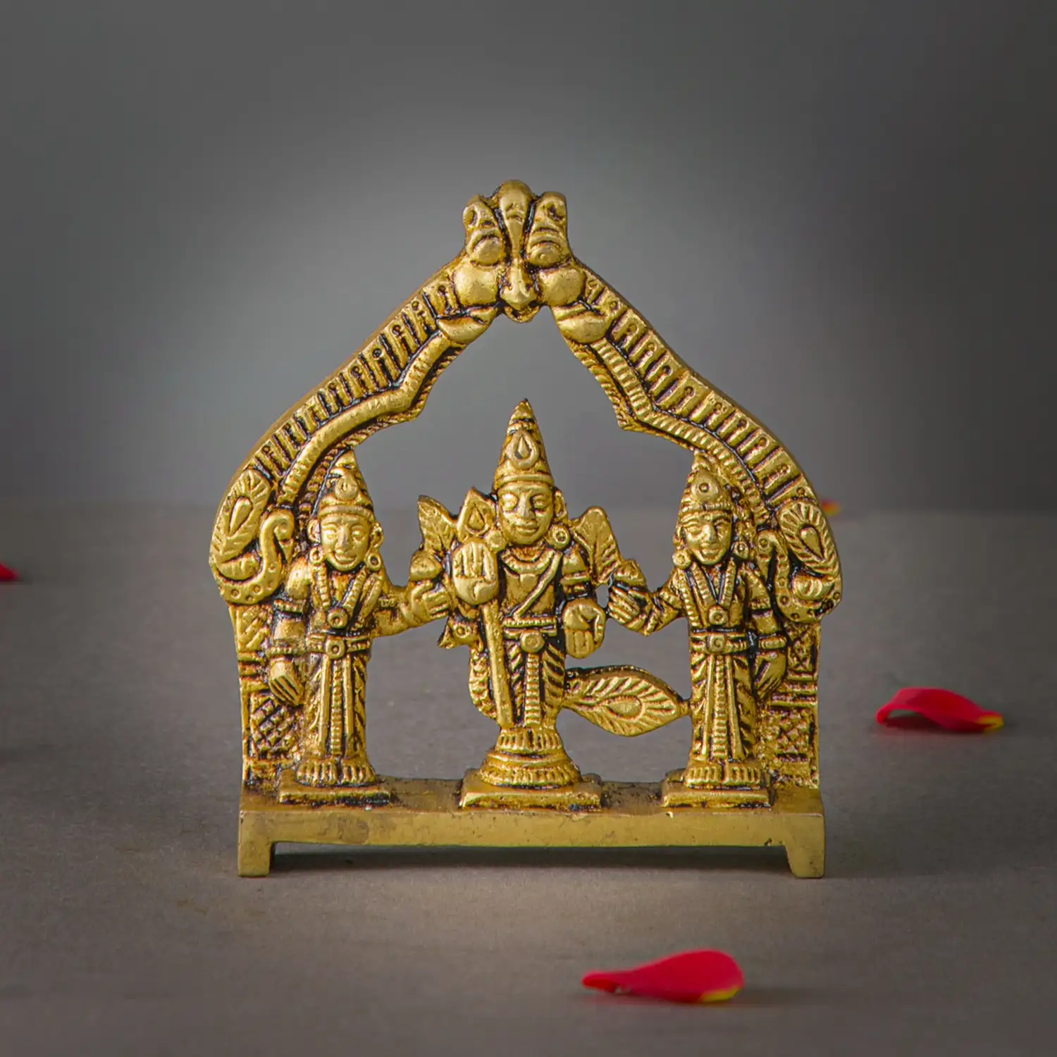 3.5 inches Brass Murugan Valli Deivanai frame idol - image 1