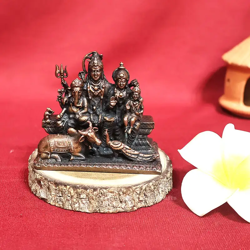 2.5 inches Copper Lord Shiva family idol - image 1