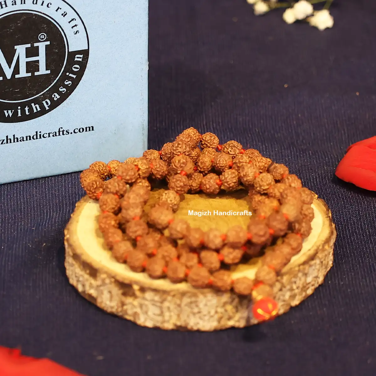 Original Rudhraksham natural color 108 Beads - 8mm - image 2