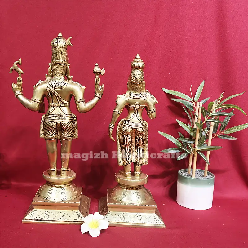 24 inches Brass Standing Lord Shiva Parvathi Idol - image 2