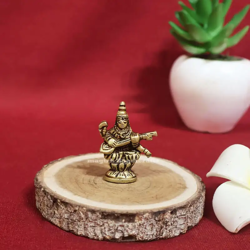 1.5 inches Brass Saraswathi miniature idol SC - image 1