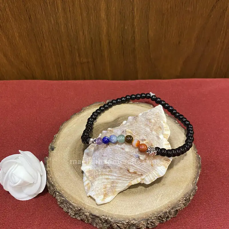 Black Tourmaline 7 Chakras anklet (4mm) - image 1