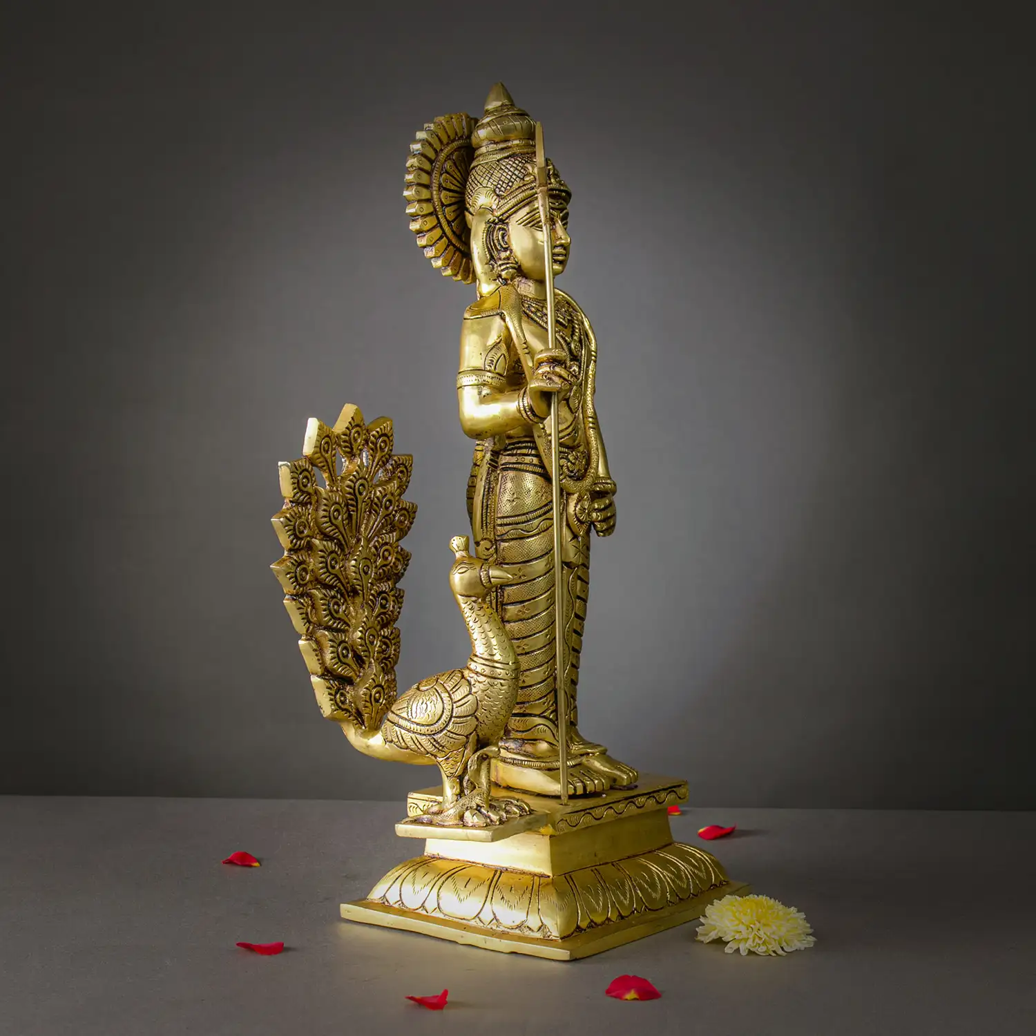 16 inches Brass Standing Murugan with Vel idol - image 2