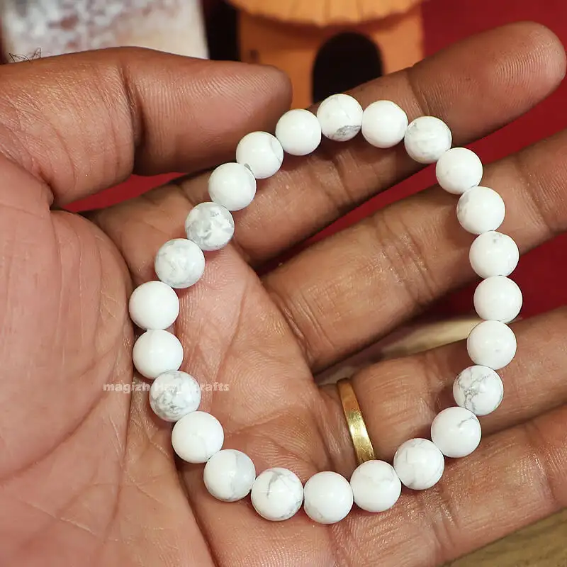 Howlite White Crystal Bracelet (8 mm) - image 2