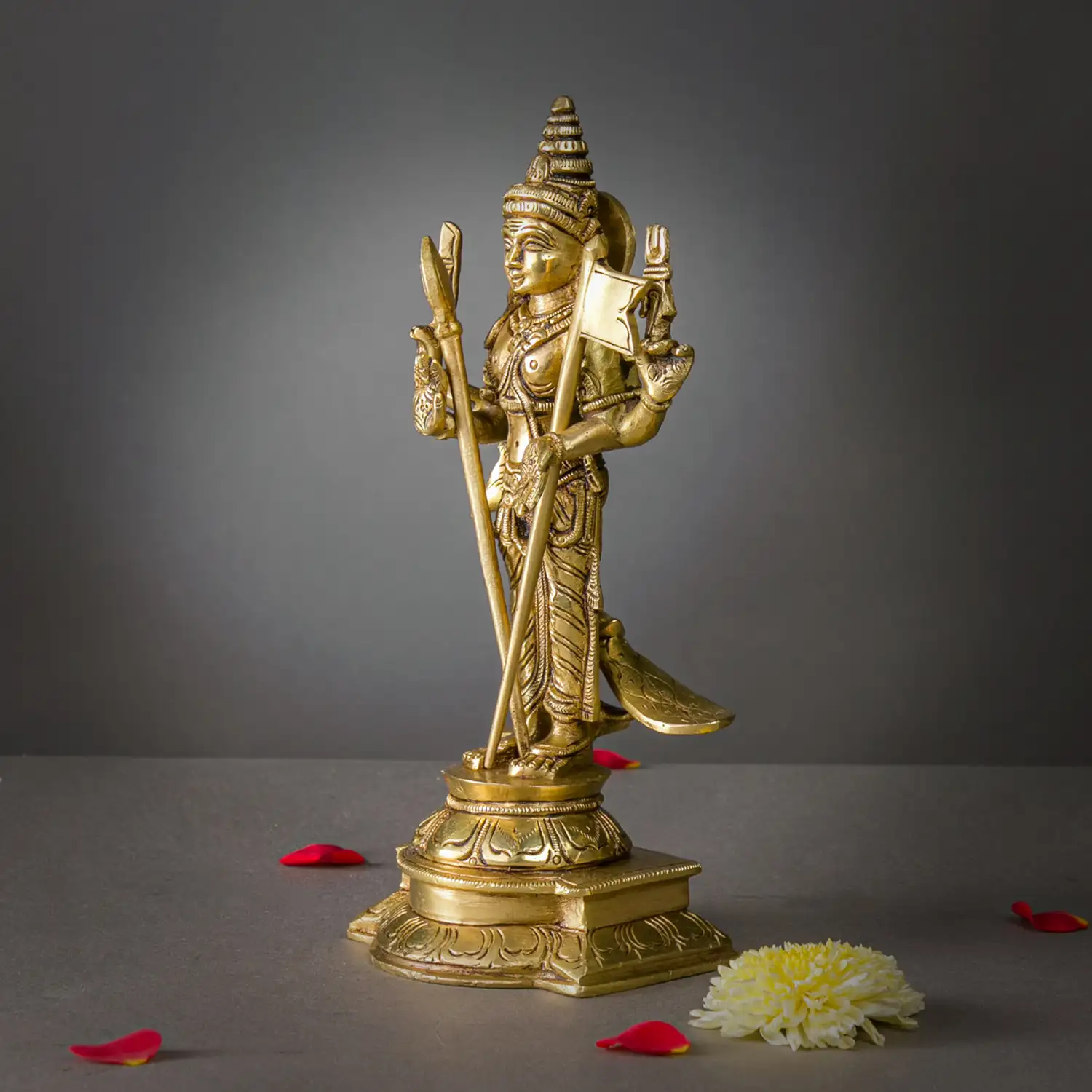 Brass Murugan Vel and Seval kodi idol - 9 inches - image 2