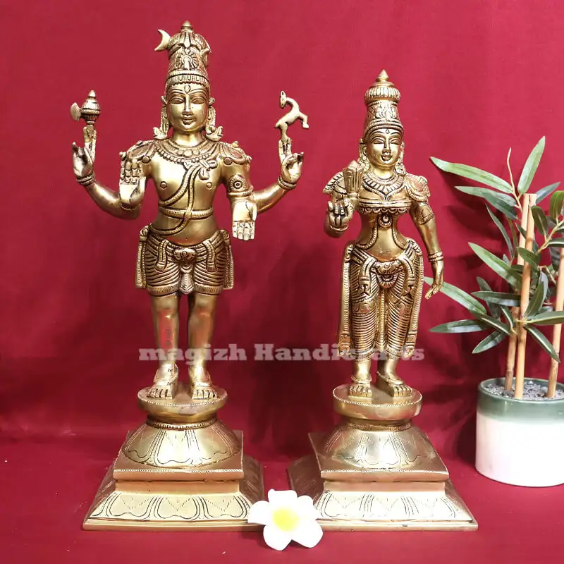Brass Lord Shiva Parvathi Idol - 18 inches - image 1