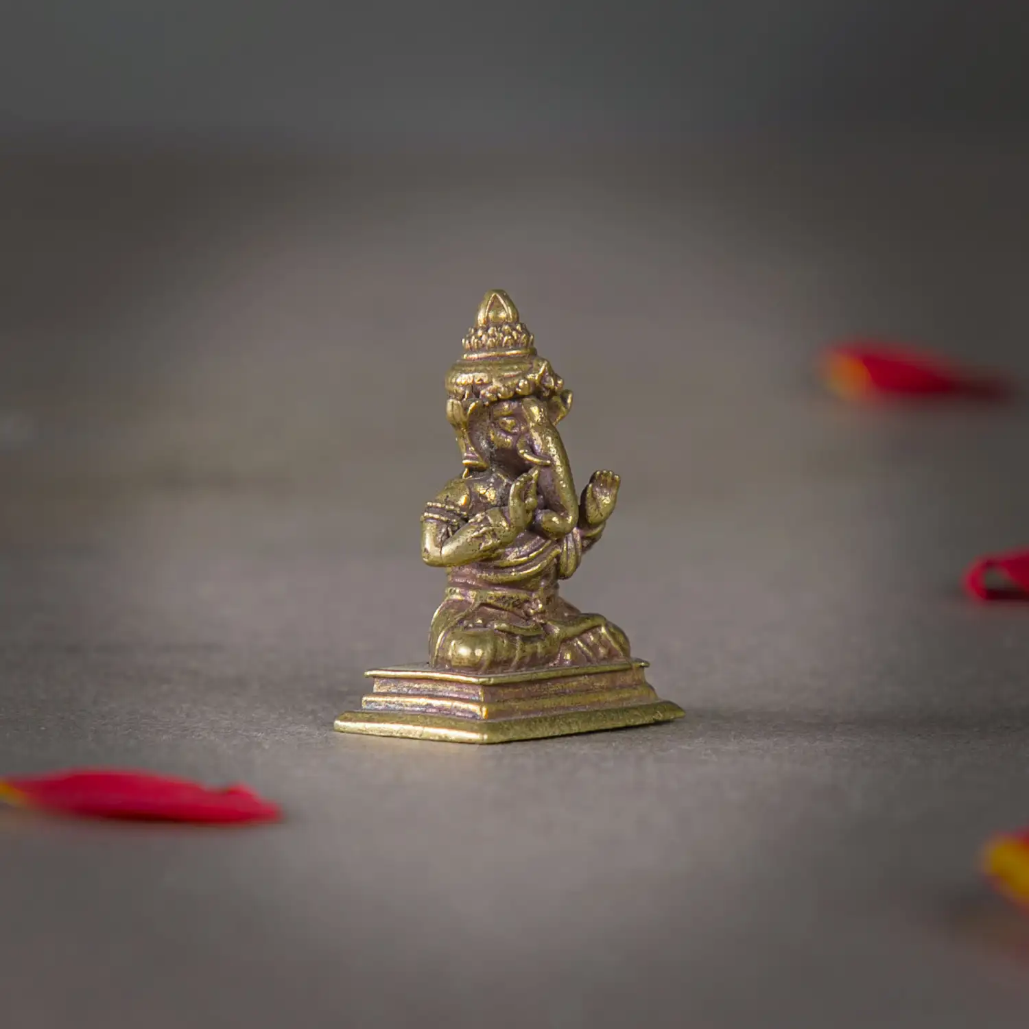 1 inch Mini Brass Sitting Asirvad Ganesha idol - image 2