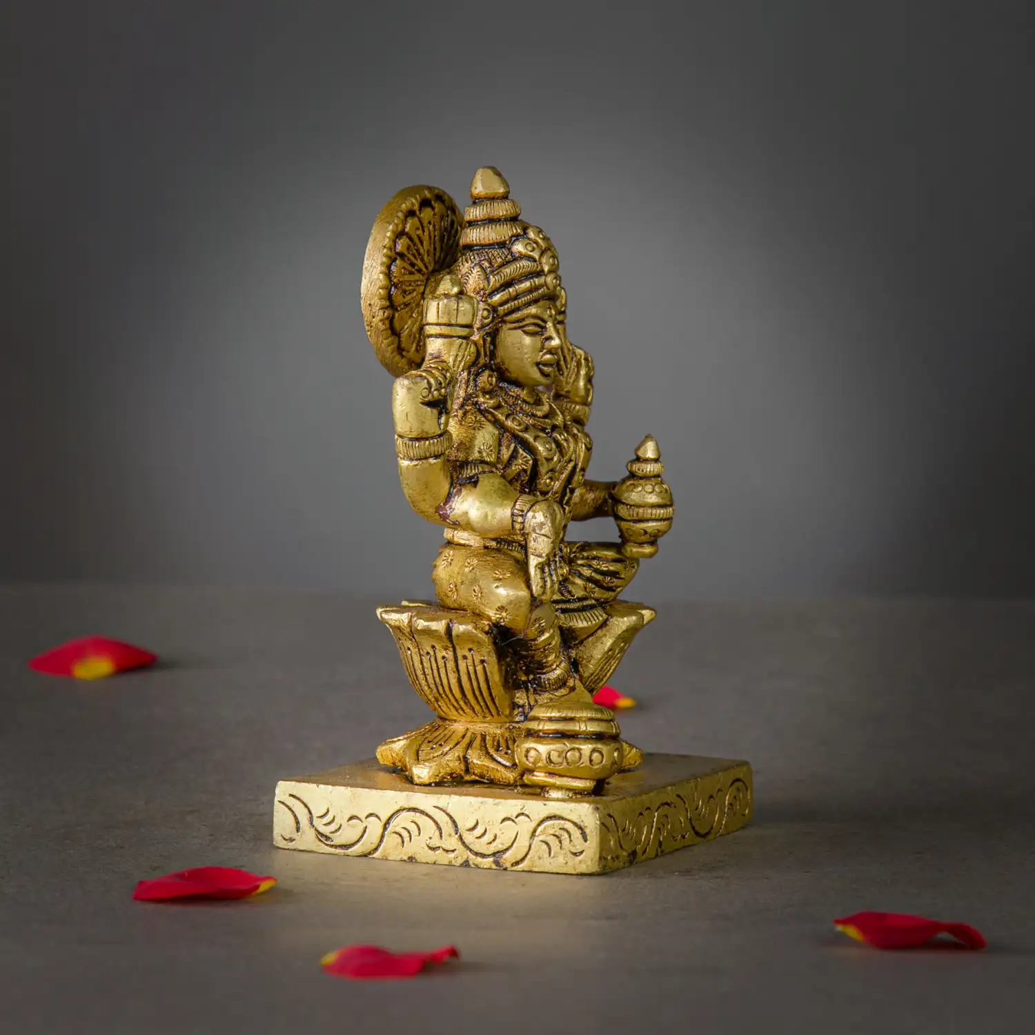 4 inches brass Lotus Kalsham Lakshmi idol - image 2