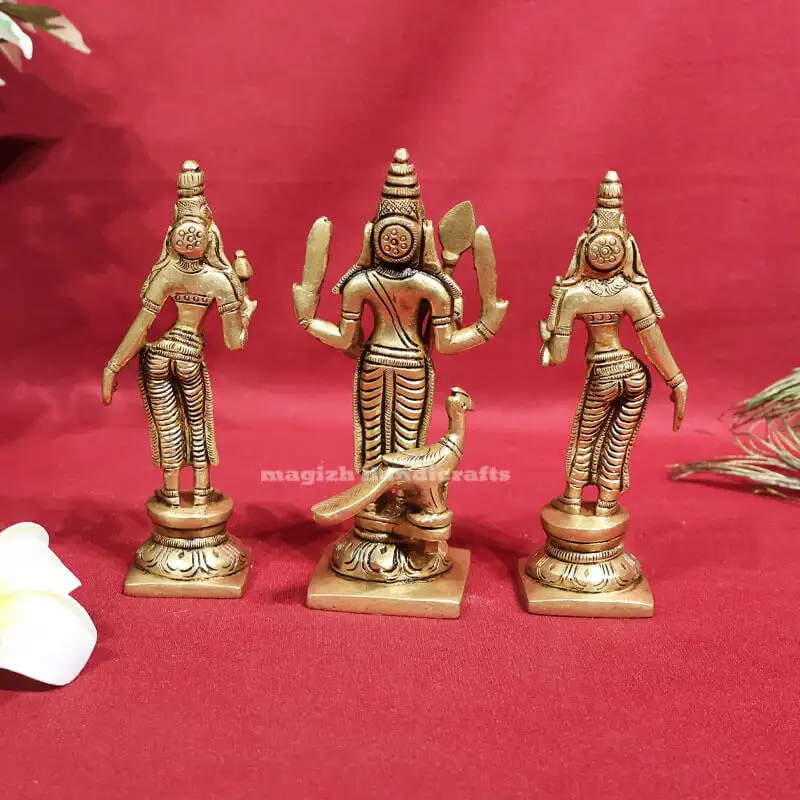 5.5 inches Brass Murugan Valli Deivanai idol - image 2