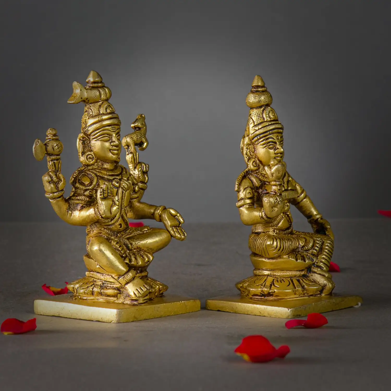 4 inches God Shiva and Goddess Parvathi sitting Separate brass idol - image 2