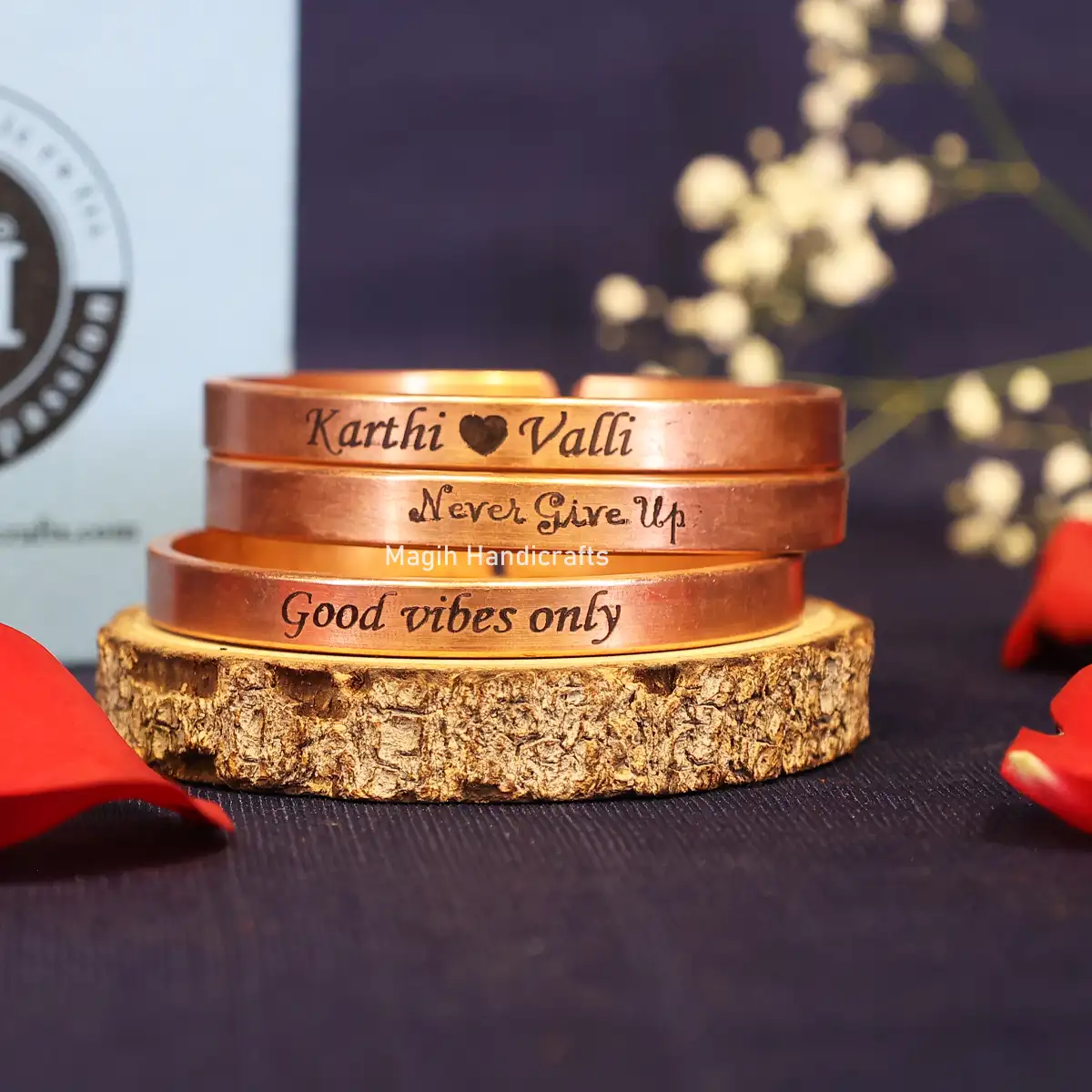 Customized heavy Copper Bracelet with your name - 8mm - image 1