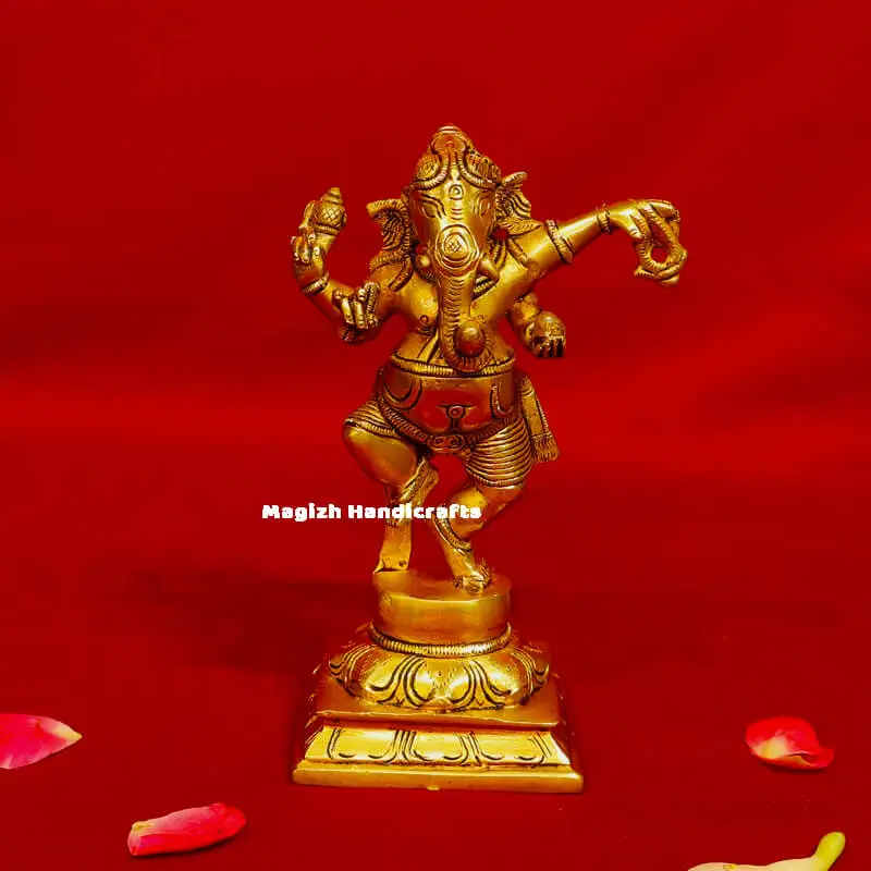Brass Dancing Ganesha 6 inches - image 1