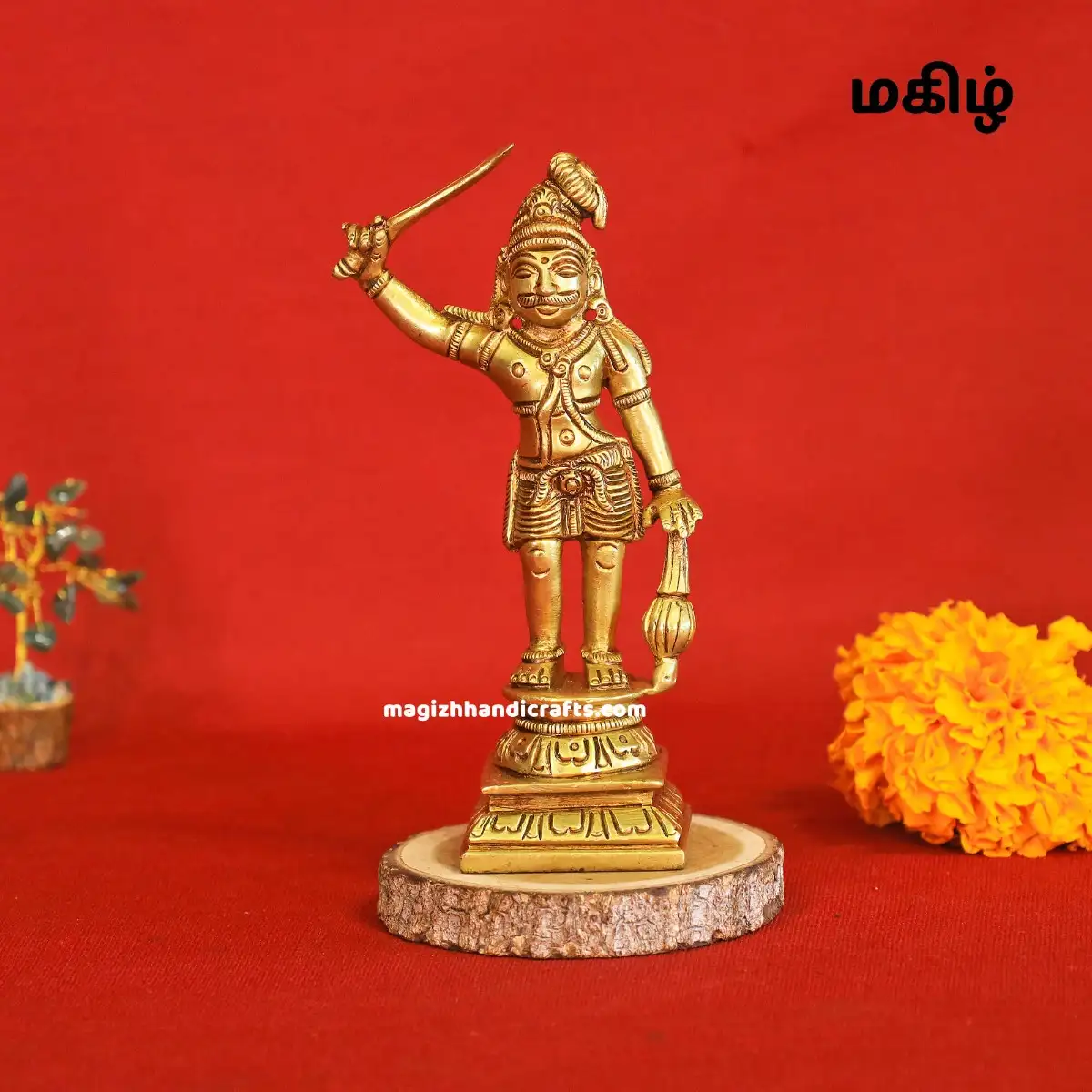 Brass Standing Maduraiveeran idol - 6 inches - image 1